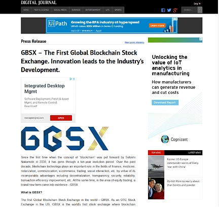 媒体争先报道 GBSX环球区块链股票交易所究