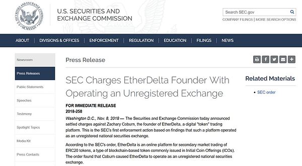 SEC出重拳：EtherDelta被罚40万美元