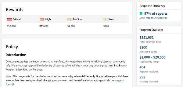 提交Bug获Coinbase三万美元奖励 赏金成黑客收入新来源