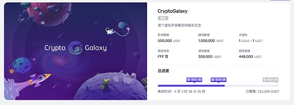 CryptoGalaxy发售40分钟 发售金额飙升至503000 USDT